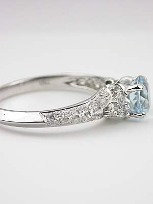 Antique Style Aquamarine Engagement Ring