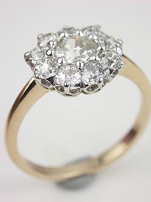 Old Mine Cut Diamond Antique Engagement Ring