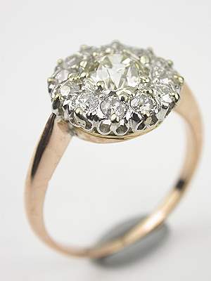 Old European Cut Diamond Ring with Cluster Design