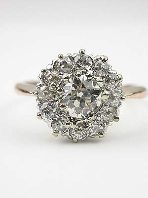 Old European Cut Diamond Ring with Cluster Design