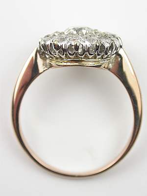 Old European Cut Diamond Ring with Cluster Design