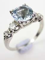 Vintage Platinum Aquamarine Engagement Ring