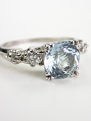 Vintage Platinum Aquamarine Engagement Ring