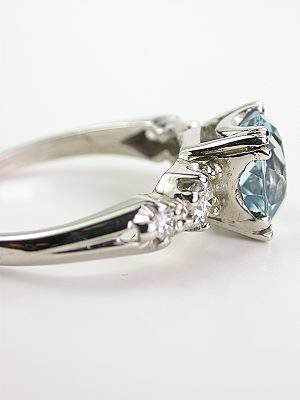 Vintage Platinum Aquamarine Engagement Ring