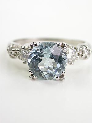 Vintage Platinum Aquamarine Engagement Ring