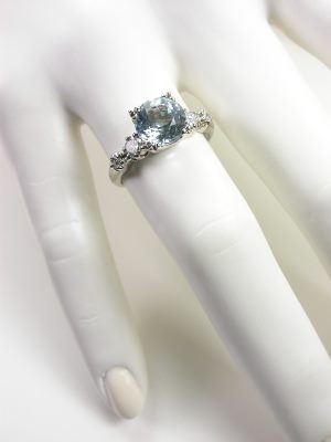 Vintage Platinum Aquamarine Engagement Ring