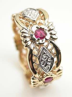 Vintage Wedding Ring with Rubies