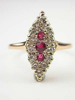 Victorian Ruby and Diamond Cocktail Ring