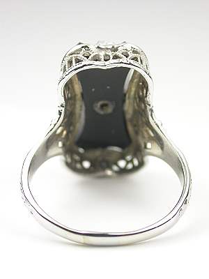 Filigree and Onyx Antique Cocktail Ring