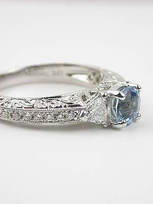 Antique Style Engagement Ring with Aquamarine