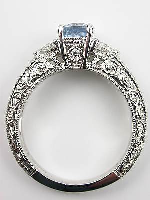 Antique Style Engagement Ring with Aquamarine