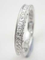 Princess Cut Diamond Eternity Band with Leaf Motif