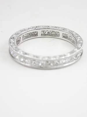 Princess Cut Diamond Eternity Band with Leaf Motif