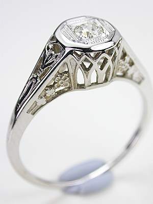 Art Deco Antique Ring with Floral Motif