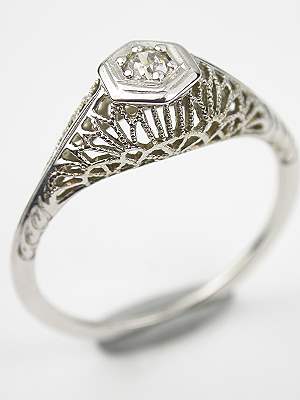 Filigree Antique Engagement Ring