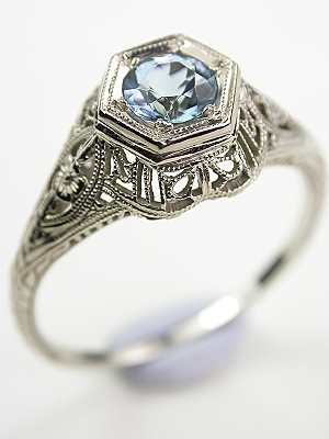 Aquamarine Antique Engagement Ring