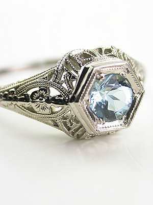 Aquamarine Antique Engagement Ring