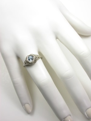 Aquamarine Antique Engagement Ring