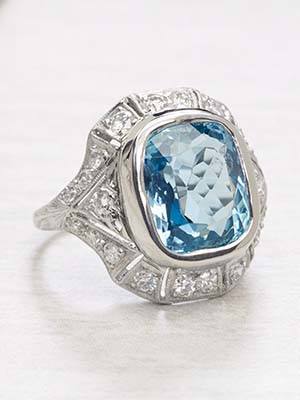 Art Deco Antique Aquamarine Ring