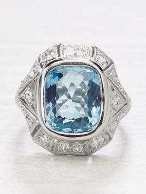 Art Deco Antique Aquamarine Ring