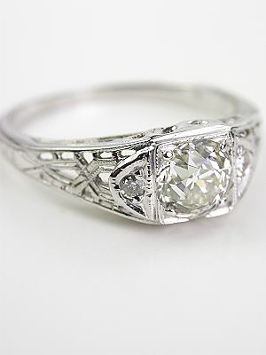 Vintage Engagement Ring with  "XO" Motif