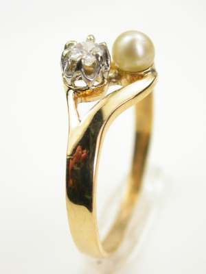 Vintage Pearl and Diamond Engagement Ring