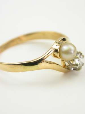 Vintage Pearl and Diamond Engagement Ring