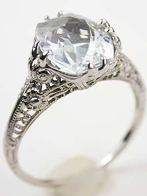 Vintage Filigree Aquamarine Engagment Ring