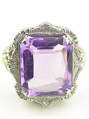 Vintage Amethyst Cocktail Ring with Floral Trim