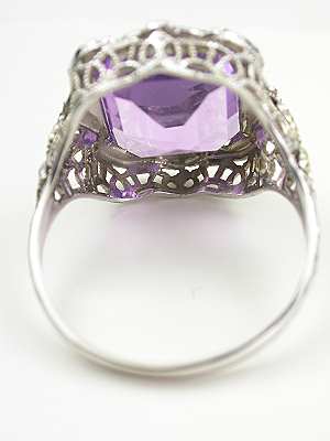 Vintage Amethyst Cocktail Ring with Floral Trim