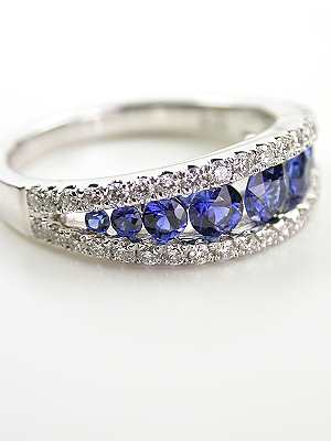 Sapphire and Diamond Antique Style Wedding Ring, RG-3544