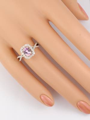 Pink Sapphire Engagement Ring with Swirling Band