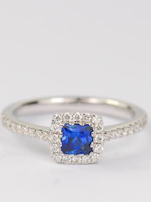 Vintage Style Engagement Ring with Blue Sapphire