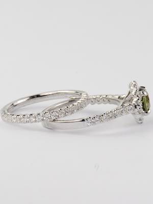 Green Sapphire Engagement Ring Set