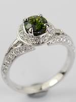 Halo Engagement Ring with Tourmaline