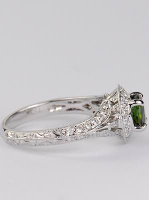 Halo Engagement Ring with Tourmaline