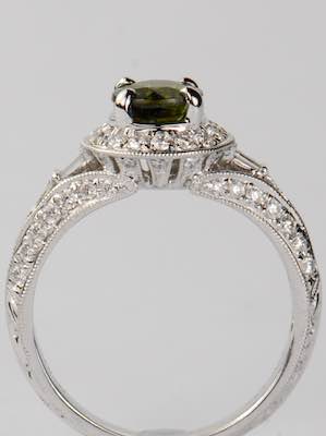 Halo Engagement Ring with Tourmaline