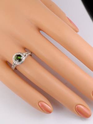 Halo Engagement Ring with Tourmaline