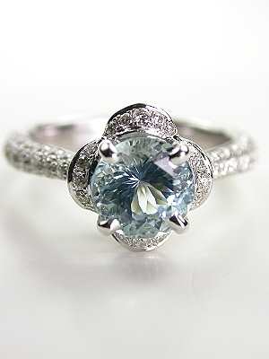 Antique Style Aquamarine Engagement Ring