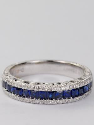 Vintage Style Wedding Ring with Sapphires