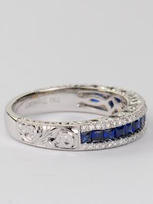 Vintage Style Wedding Ring with Sapphires