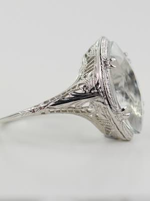 Antique Ring with Marquise Cut Aquamarine