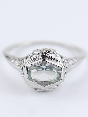 Antique Aquamarine Engagement Ring