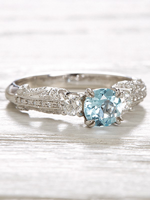 Vintage Style Engagement Ring with Aquamarine