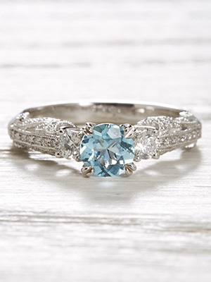  Vintage Style Engagement Ring with Aquamarine
