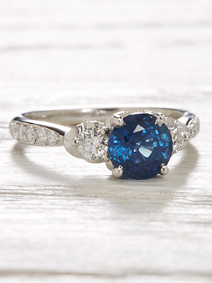 Vintage Style Engagement Ring with Sapphire