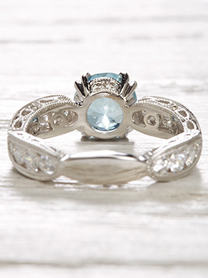 Aquamarine Engagement Ring with a Scalloped Band