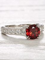 Vintage Style Engagement Ring with Almandine Garnet