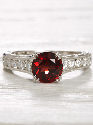 Vintage Style Engagement Ring with Almandine Garnet