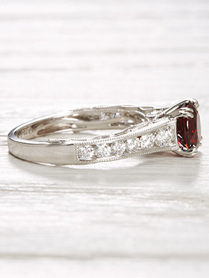 Vintage Style Engagement Ring with Almandine Garnet